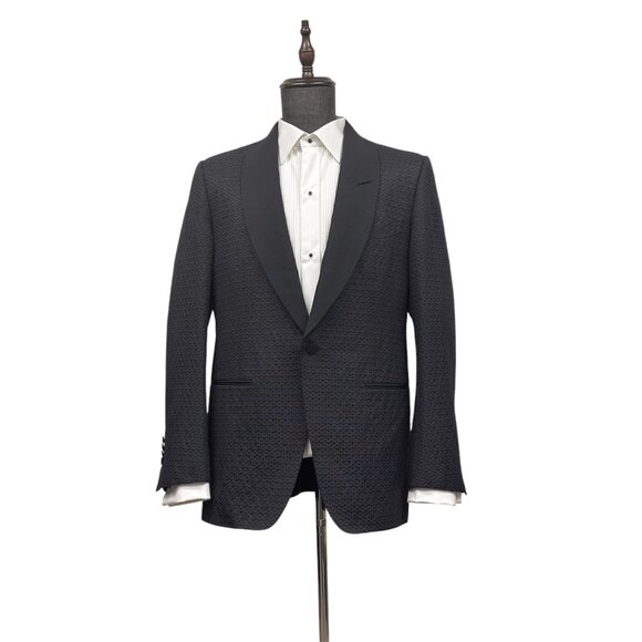 Tom Ford - Black on Black Geometric Circle Print Dinner Jacket - Picture 1 of 10